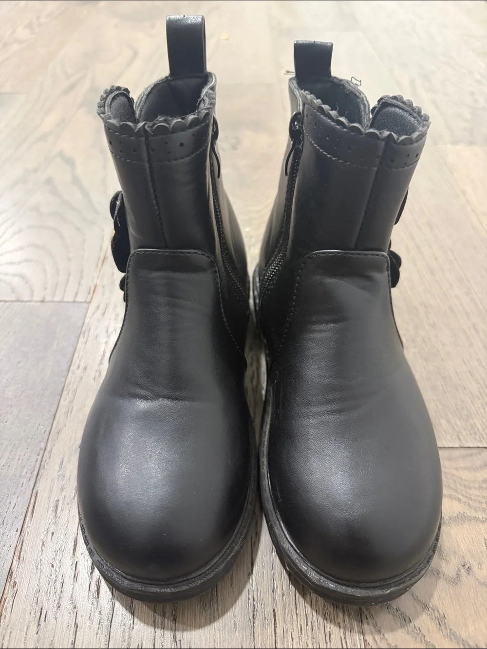 Kids Black Leather Ankle Boots - Classic Zip Closure